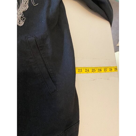 Black Shein Curve Fringe Chains Studs Jacket Snap Buttons XL - Picture 10 of 12